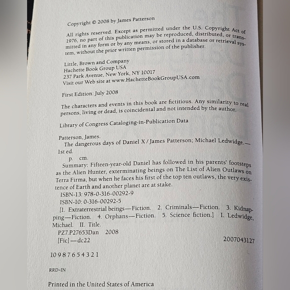 James Patterson. The Dangerous Days of Daniel X. Little Brown (2008) - Picture 9 of 11